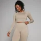 Женский бесшовный укороченный топ MP Shape с длинным рукавом — песочный цвет